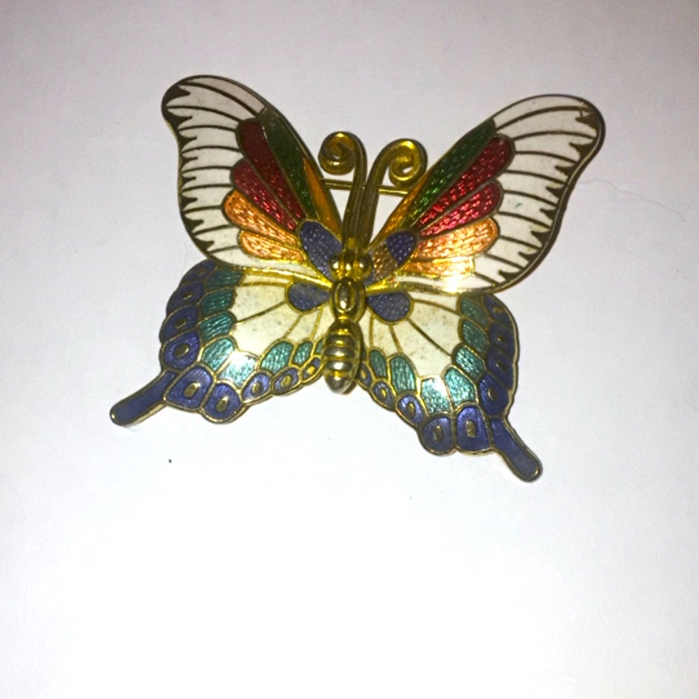 Vintage Cloisone Enamel Butterfly Pin